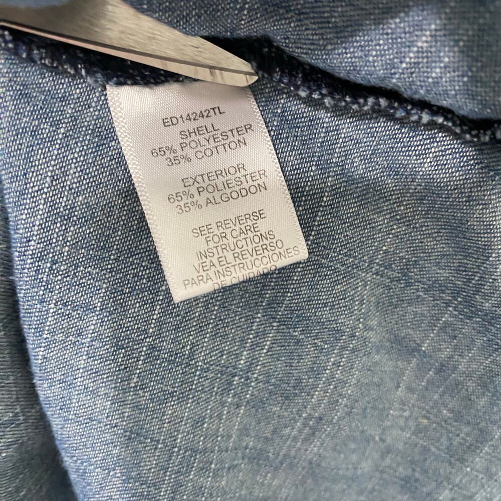 En Creme Womens S Embroidered Floral Chambray Denim Shirt Tunic Long Sleeve - Picture 11 of 14